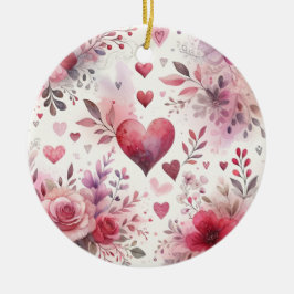 Timless Romantik: A Classic Valentine Day Patter Julgransprydnad Keramik