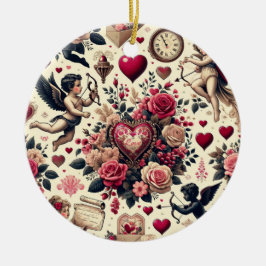 Timless Romantik: A Classic Valentine Day Patter Julgransprydnad Keramik