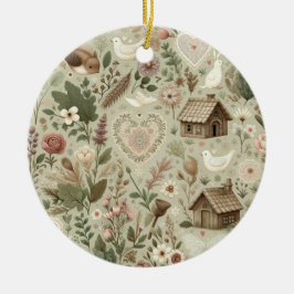 Timless Romantik: A Classic Valentine Day Patter Julgransprydnad Keramik