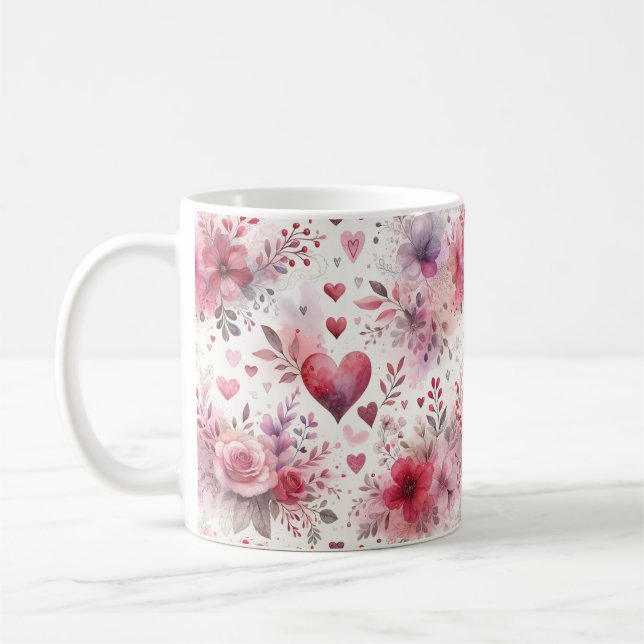 Timless Romantik: A Classic Valentine Day Patter Kaffemugg (Vänster)