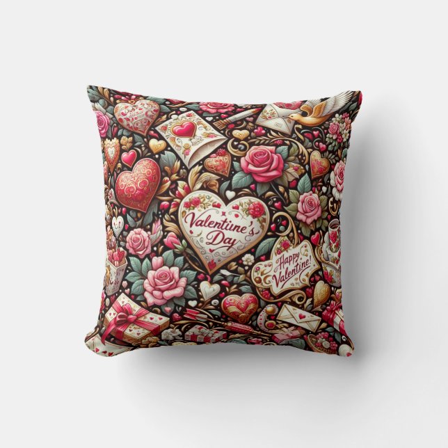 Timless Romantik: A Classic Valentine Day Patter Kudde (Framsida)