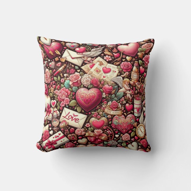 Timless Romantik: A Classic Valentine Day Patter Kudde (Framsida)