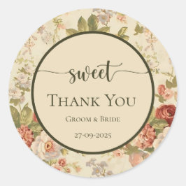 Timless Romantik: Red Vintage Flower Runt Klistermärke