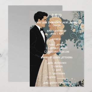 Timless Romantik: Watercolor Bride and Groom Spara Datumet