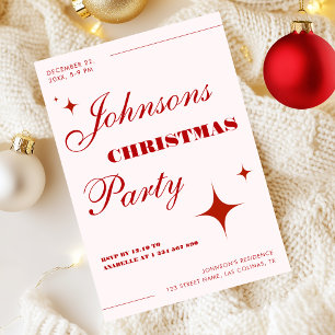 Timless Rosa & Red Mod Family jul Party Inbjudningar