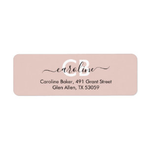 Timless - Rosy Beige Monogram Address Label Returadress Etikett
