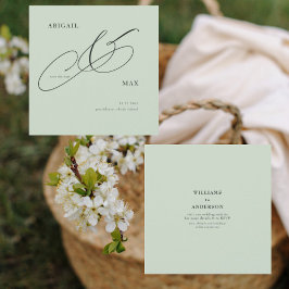 Timless Sage Square Bröllop spara datum Datumet