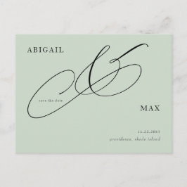 Timless Sage Square Bröllop spara datum Vykort