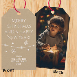Timless - Sand Beige jul Photo Gift Märkres Presentetikett