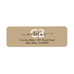 Timless - Sand Beige Monogram-adressetikett Returadress Etikett