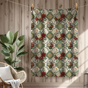 Timless Shabby chic Blanket Ornate Tile Mönster Fleecefilt