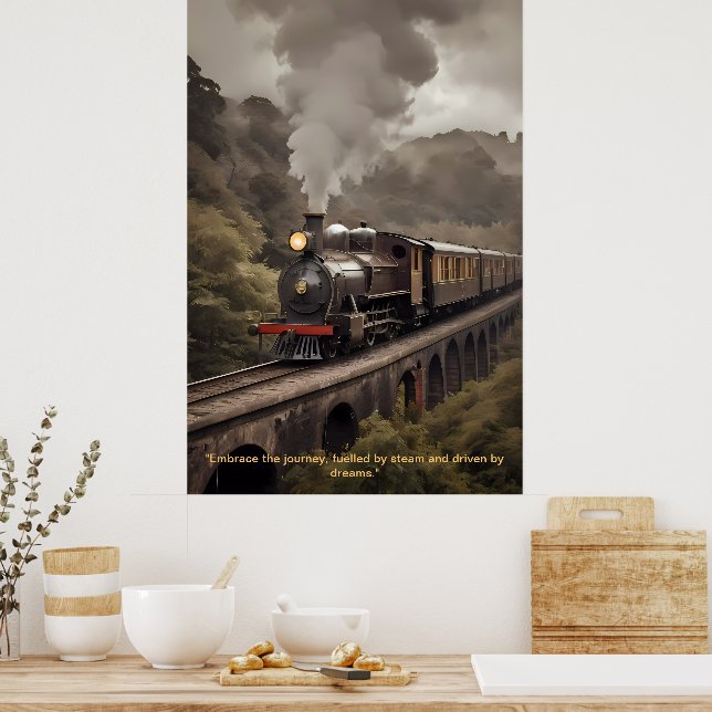 "Timless Steam: The Majesty of Classic Tåg Poster (Kök)