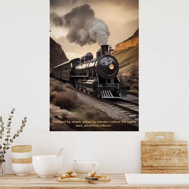 "Timless Steam: The Majesty of Classic Tåg Poster (Kök)