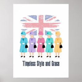 Timless Stil och Grace- RIP drottning Elizabeth II Poster