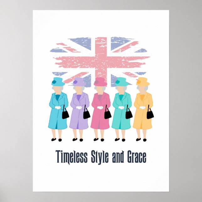 Timless Stil och Grace- RIP drottning Elizabeth II Poster (Framsidan)