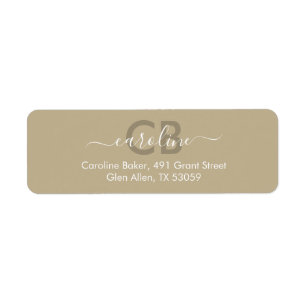 Timless - Taupe Beige Address Label Returadress Etikett