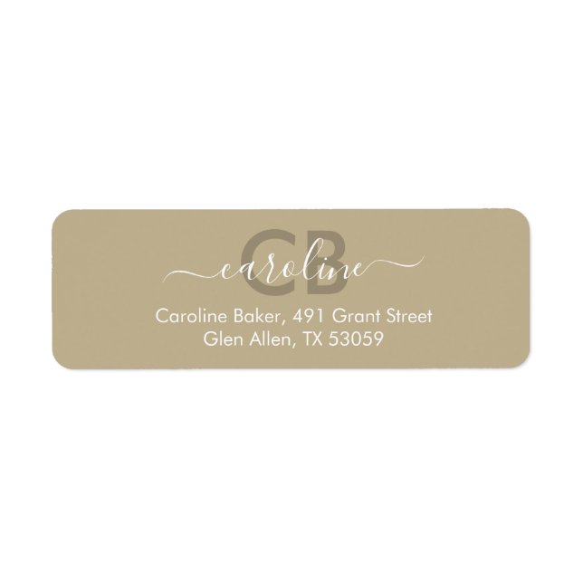 Timless - Taupe Beige Address Label Returadress Etikett (Framsidan)
