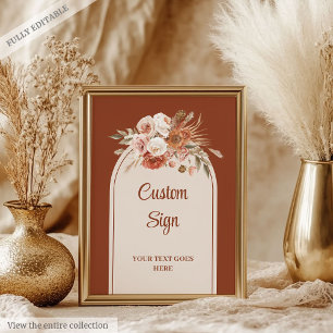 Timless Terracotta Pampas Sage Boho Blommigt Anpas Poster