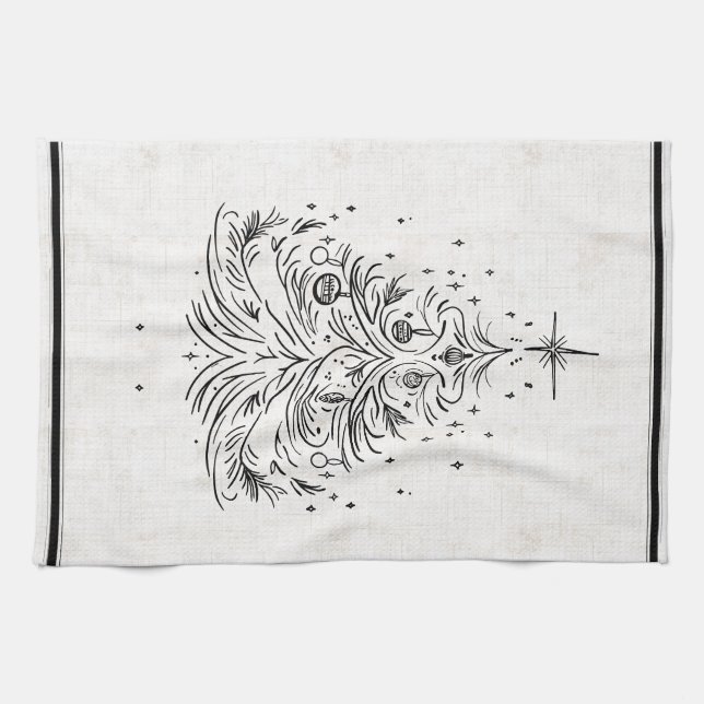 Timless Träd Faux Linen Kitchen Towel Kökshandduk (Horisontell)