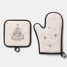 Timless Träd jul, Oven Mitt set | Faux Linen