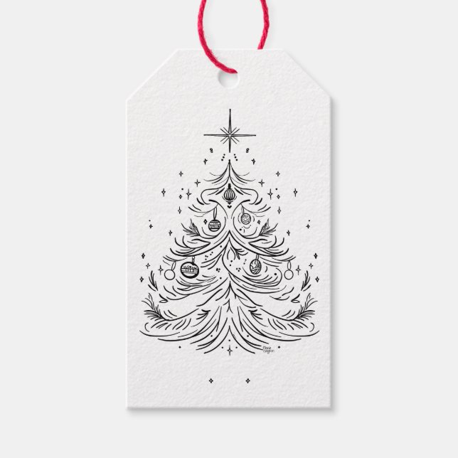 Timless Träd Kraft Gift Märkres - Rustic Elegance Presentetikett (Framsidan)