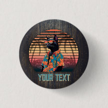 Timless Tropical Cat Attitude 1 Inch Round Button