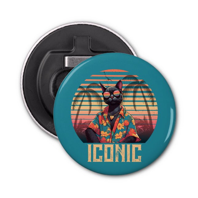 Timless Tropical Cat Attitude Flasköppnare (Framsidan)