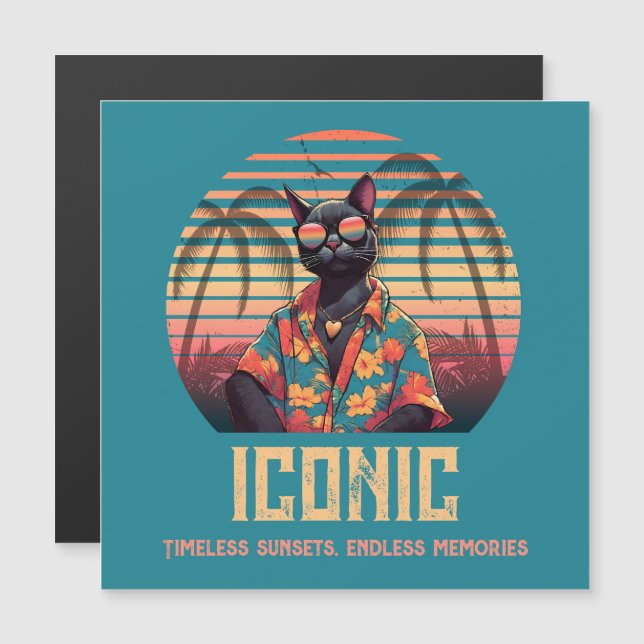 Timless Tropical Cat Attitude Magnetic Card (Fram/baksida)