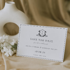 Timless Vines Black Vapensköld Monogram Bröllop Spara Datumet