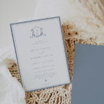 Timless Vines Dusty Blue Monogram Bröllop Vapenskö Inbjudningar<br><div class="desc">Elegant gienery adorned vapensköld,  bröllopsinbjudan. Modern och tidlös monogram bröllop-vapensköld i dammblått med trendig minimalistisk typografi och samordning av dammiga blå ram gräns.</div>