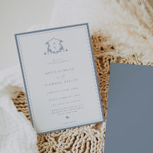Timless Vines Dusty Blue Monogram Bröllop Vapenskö