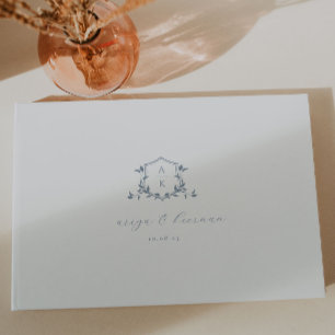 Timless Vines Dusty Blue Vapensköld Bröllop Monogr Gästböcker