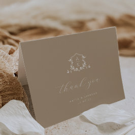 Timless Vines Monogram Vapensköld Bröllop Photo Tack Kort