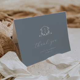 Timless Vines Monogram Vapensköld Bröllop Photo Tack Kort