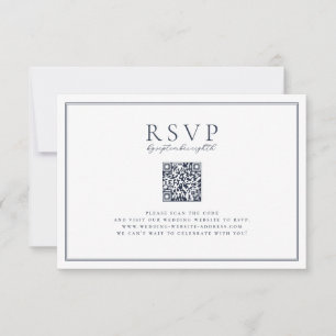 Timless Vines Navy Blue Vapensköld QR-kod OSA Kort