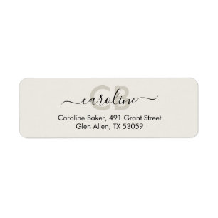 Timless - White Sand Monogram Address Label Returadress Etikett