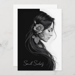 Timlös svart vit dramatisk hårdesign för blommigt inbjudningar