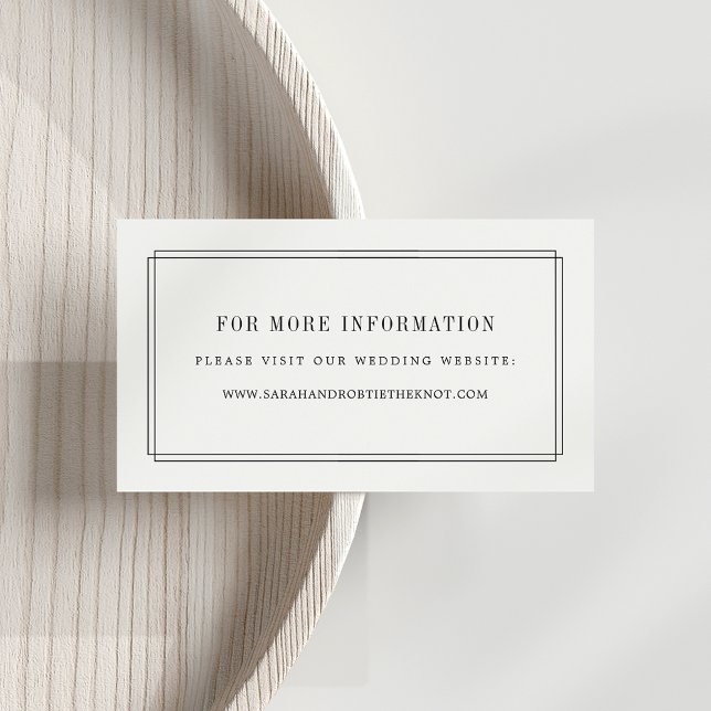 Timlösa Bröllop-webbplatskort | Svartvit Tilläggskort (Skapare uppladdad)