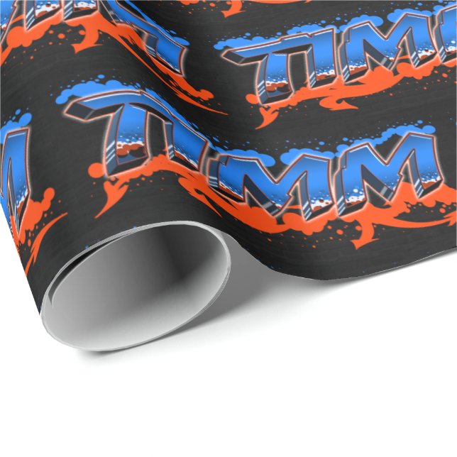 Timm Vorname Name Graffiti blue orange Presentpapper (Rullad Hörn)