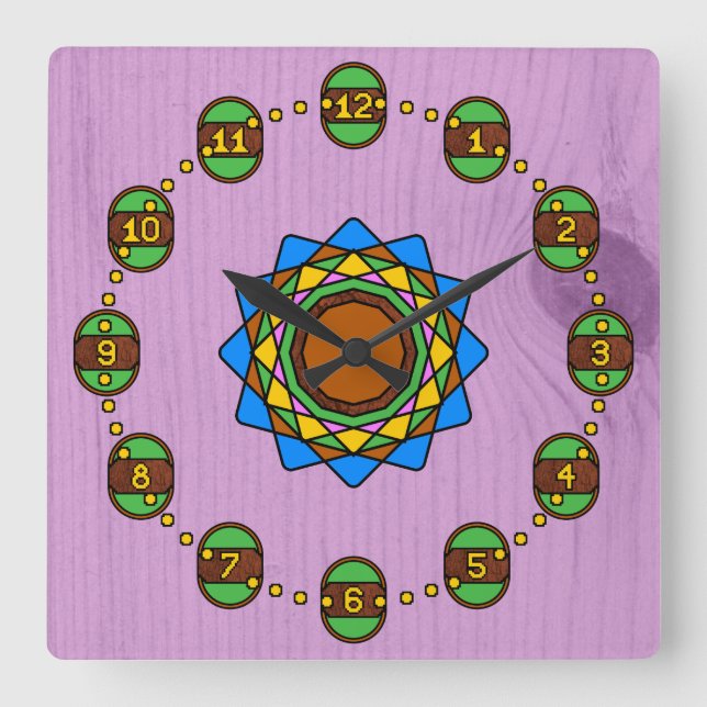 Timmar i det gamla träsket fyrkantig klocka (Framsida)