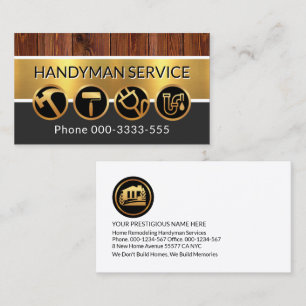 Timmer Guld Lagrar, Embossed Business Namn Visitkort