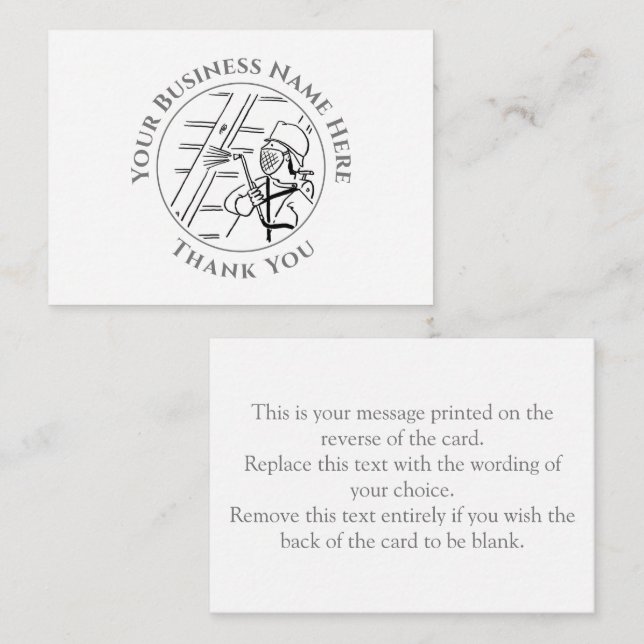 Timmerbehandlingskort Tackkort Anteckningskort (Fram/baksida)