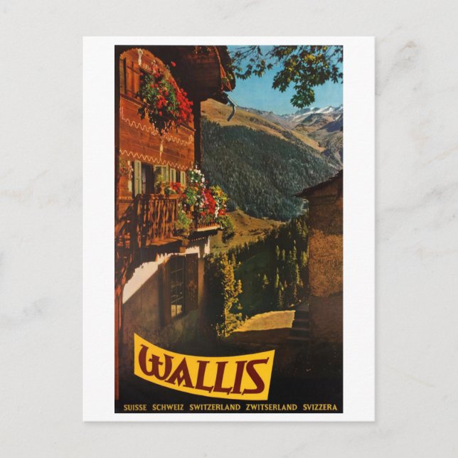Timmerstuga i Wallis, Schweiz Vykort (Framsida)
