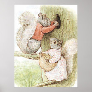 Timmy Tiptoes och Goody Squirrel av Beatrix Potter Poster