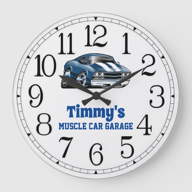 Timmy's 69 Muscle Car Large Clock Stor Klocka (Framsida)