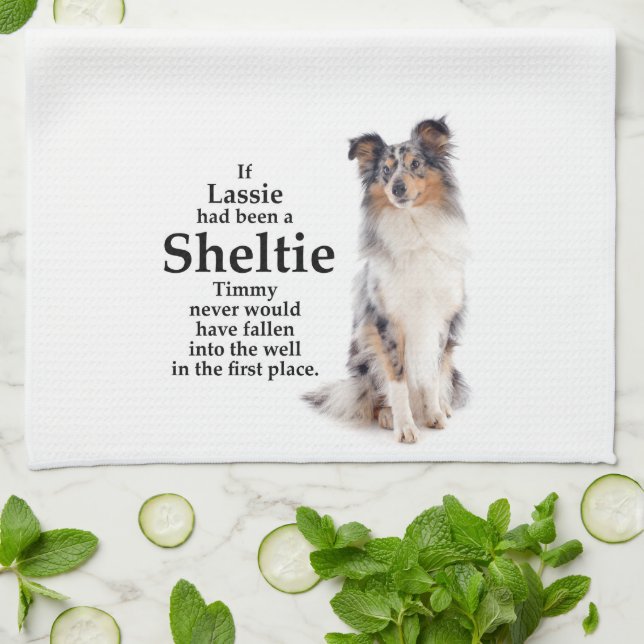 Timmy's Blue Merle Sheltie Kitchen Towel Kökshandduk (Vikta)