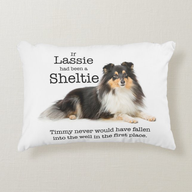 Timmy's Tri-Färg Sheltie Pillow Prydnadskudde (Framsidan)