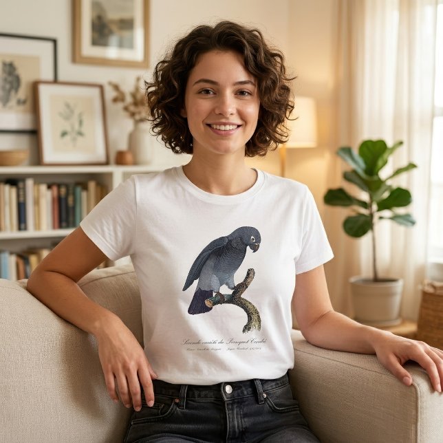 Timneh-afrikansk grå papegoja, Psittacus Timneh T Shirt (Timneh African Grey Parrot, Psittacus Timneh. Women Basic White T-Shirt)