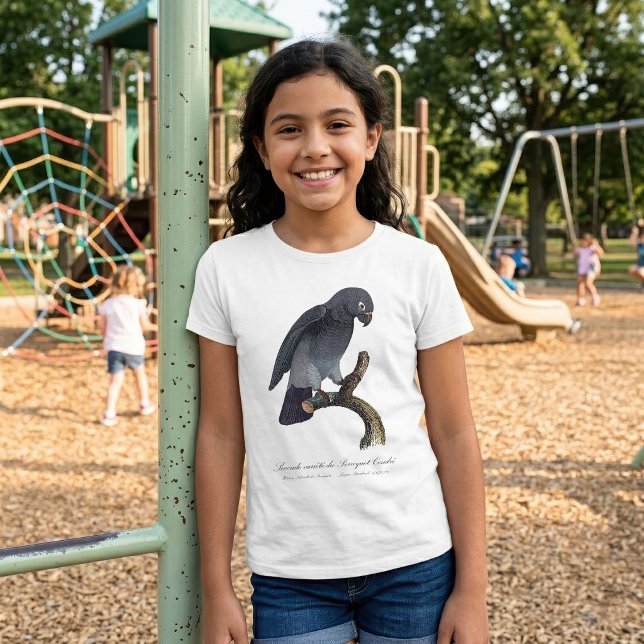 Timneh-afrikansk gråpapegoja, Psittacus Timneh T Shirt (Timneh African Grey Parrot, Psittacus Timneh. Girl Basic White T-Shirt)