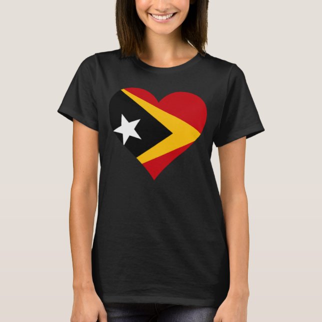 Timor-Leste Flagga Heart Timor-Leste Gifts Kärlek  T Shirt (Framsida)